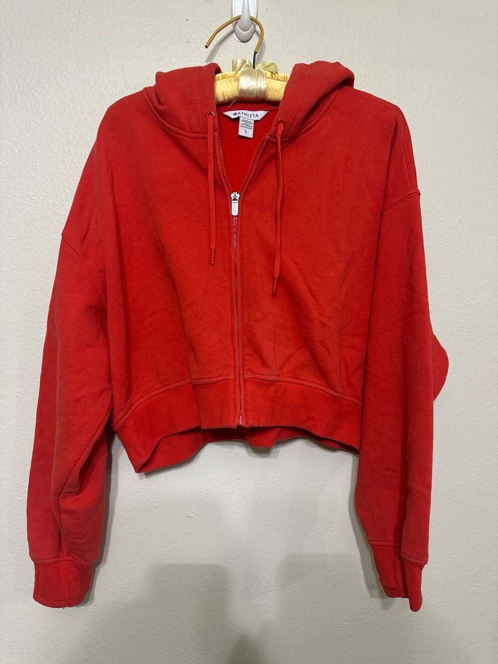 Athleta Forever Fleece Crop Full Zip Women's Size L Cardinal red